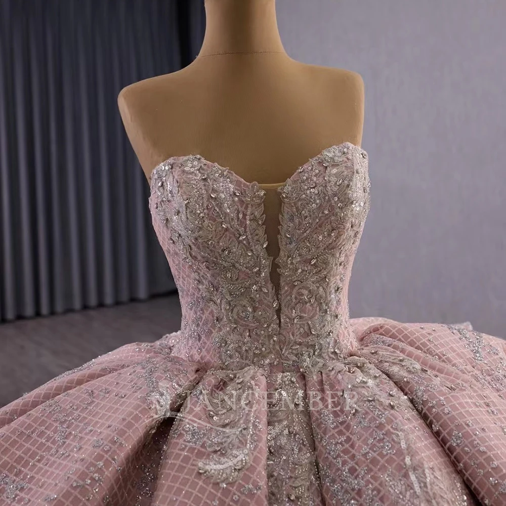 Vestido de baile personalizado brilhante quinceanera vestidos babados mangas destacáveis miçangas cristal organza doce 16 vestido vestidos 15