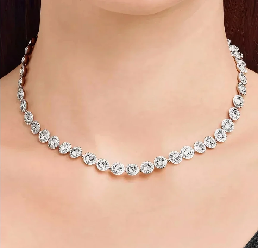 

High-quality classic zircon necklace 2026, bracelet and stud earring set, S925 silver, gift, party, couple, banquet