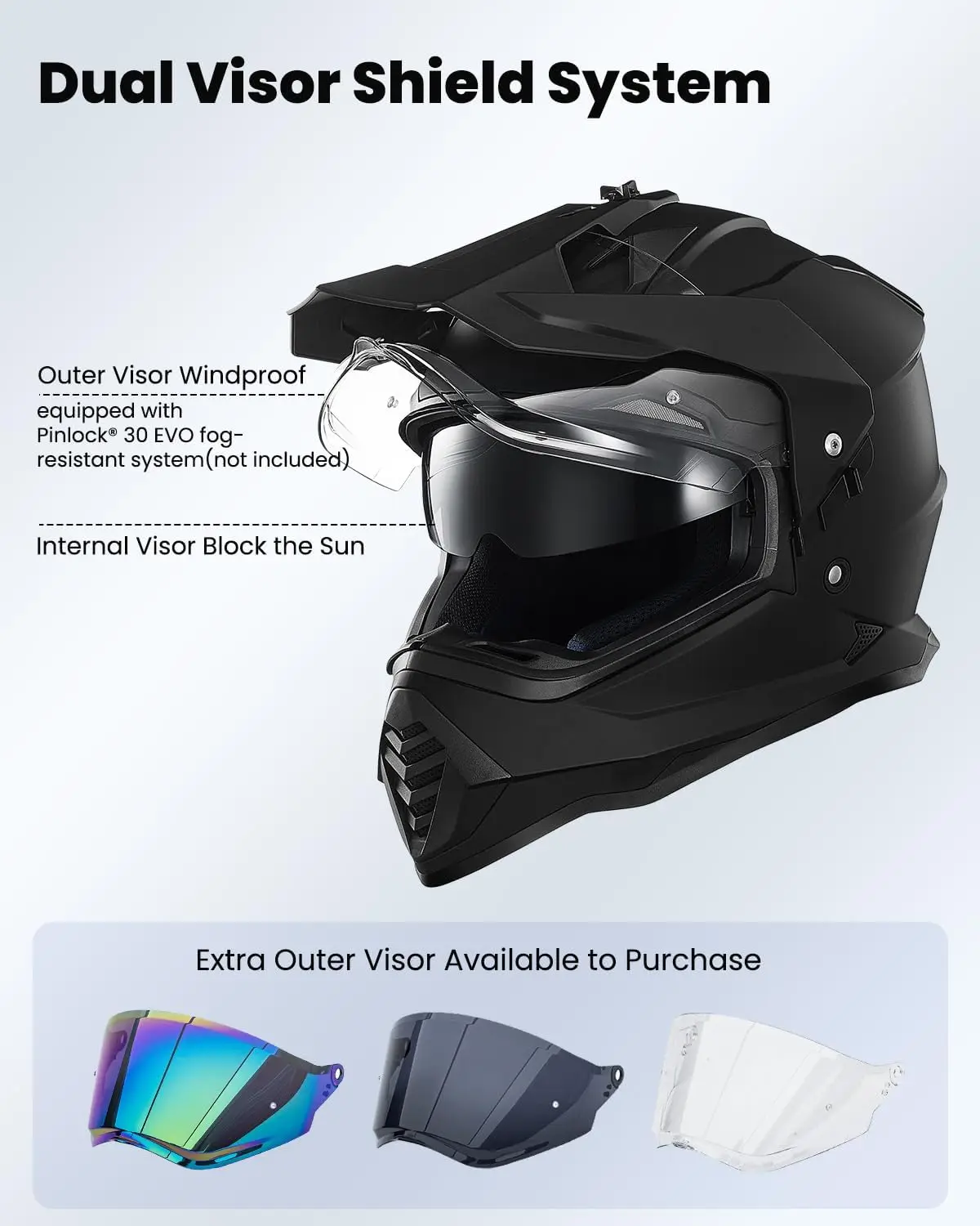 خوذة دراجة نارية مغامرة رياضية مزدوجة مع قفل متوافق مع حاجب من الشمس على الجليد ATV الدراجة الترابية على الطرق الوعرة كاسكو موديل WS902 (Ma) #5