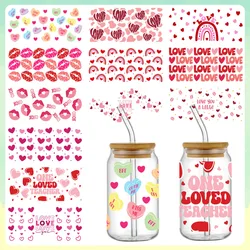 16oz Libbey Glass Cups, UV DTF Cup Wrap, Valentine's Day