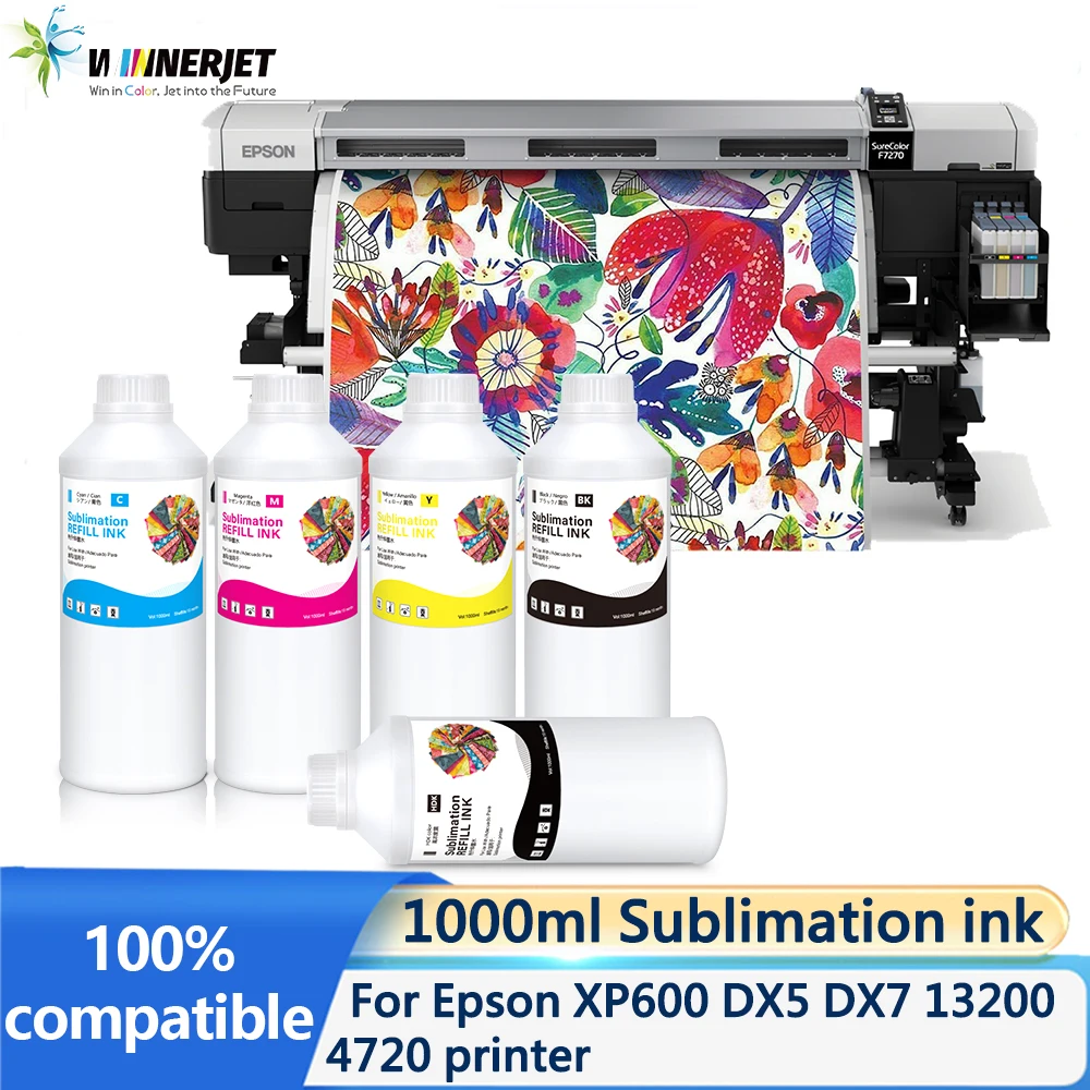 Winnerjet 1000ml Sublimation Ink For Epson Xp600 Dx5 Dx7 13200 4720 F6300 F9400 F6360 F9460 F9460H F9400H F6330 F9430 Printer