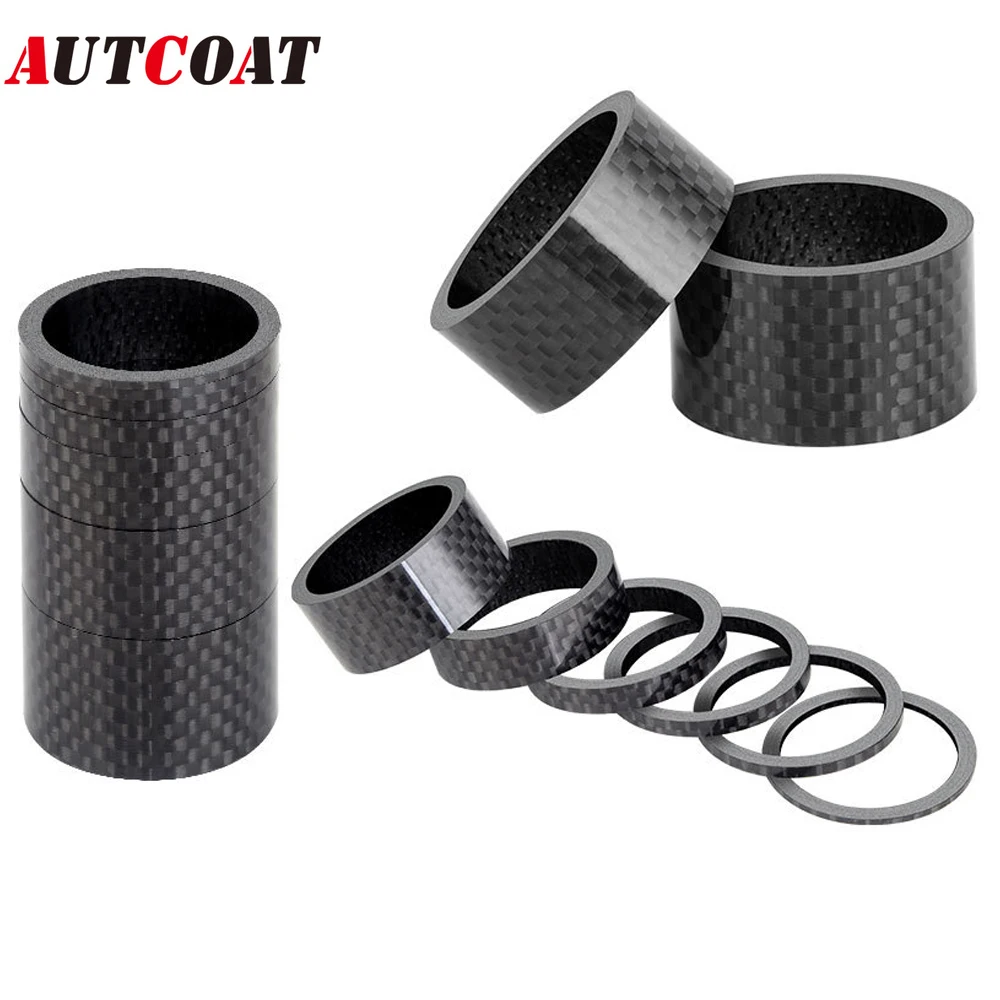 

5Pcs/Set Bike Headset Spacer Carbon Fiber Bicycle Front Fork Stem Spacers Fit 28.6mm Stem, 1 2 3 5 10 15 mm