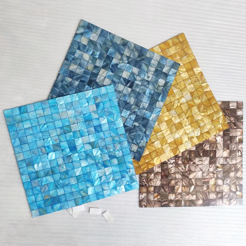 

30x30cm Self-adhesive Natural Shell Mosaic 2cm Thick Dyed Background Wall Seamless Patchwork Entrance Bathroom Tile Background