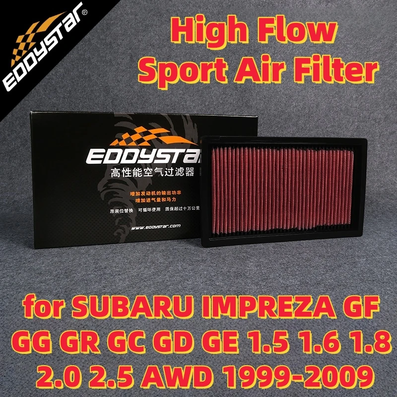 

High Flow Sport Air Filter for SUBARU IMPREZA GF GG GR GC GD GE 1.5 1.6 1.8 2.0 2.5 AWD 1999-2009 Washable Racing Intake Filters