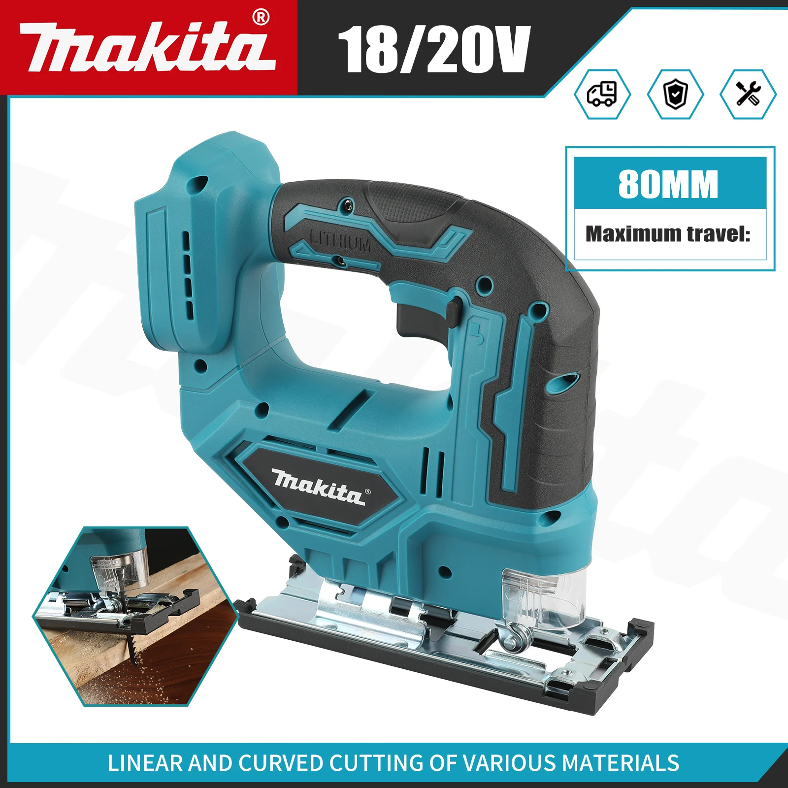 Makita DJV182Z 340W Brushless Jigsaw 18V Without Battery with Saw Blade Cordless Barrel Handle Portable Carpenter Power Tool