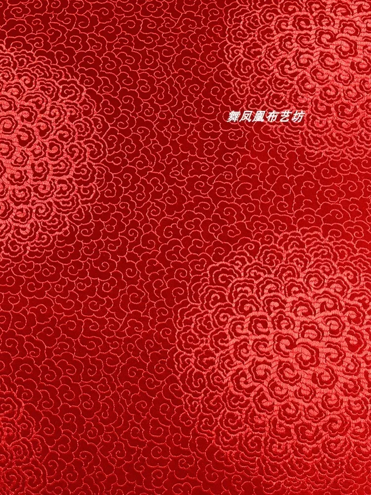 Weaving Brocade Fabric Bright Red Glossy Silk Vest Hanfu Wholesale Cloth Apparel Sewing By Meters Diy Material