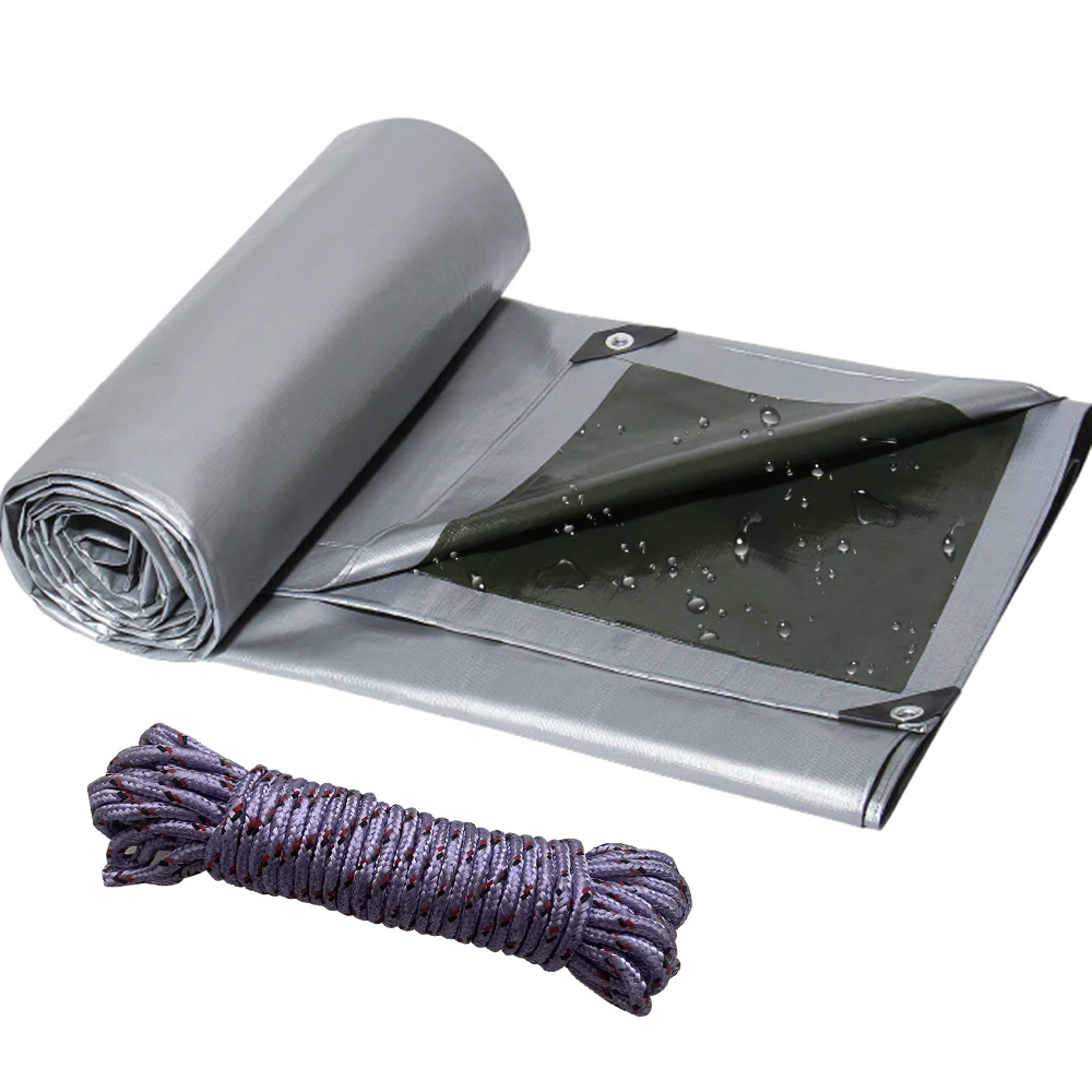 Bâche en PE imperméable 180 GSM, robuste, résistante au gel et aux UV, anti-déchirure, avec œillets antirouille, flexible par temps froid, protection polyvalente pour mobilier de jardin, gazebo, voiture, bûches de bois, grange agricole et cargaison industrielle