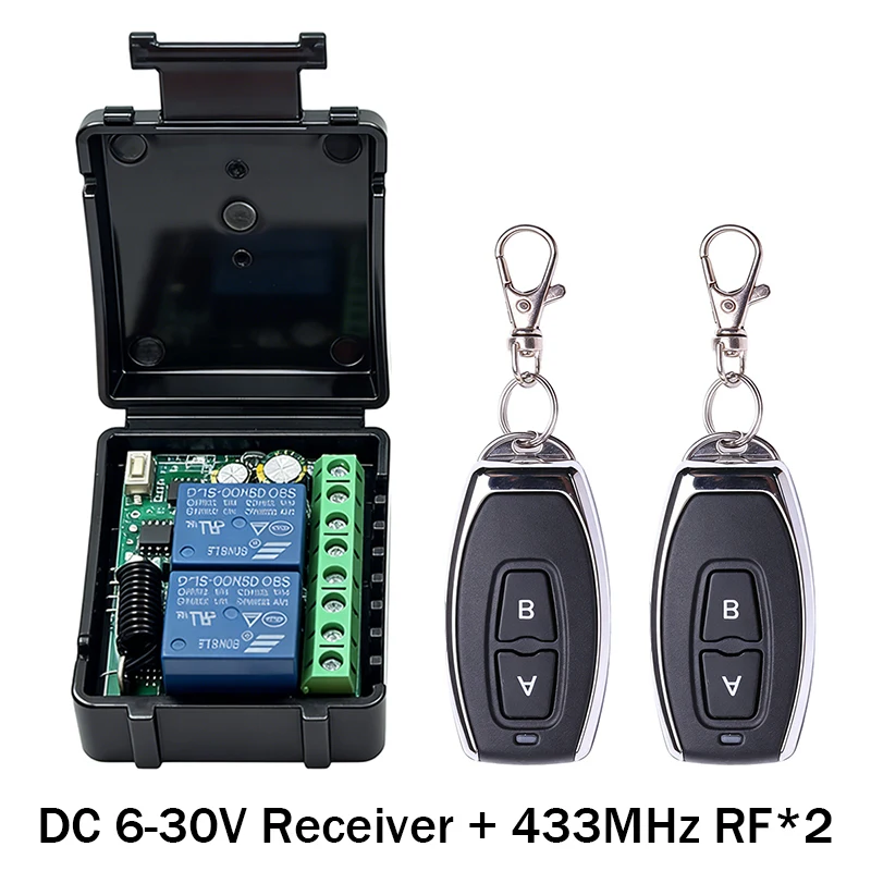 DC 9V 12V 24V AC 85-250V 2CH Relais Modul Empfänger EV1527 Drahtlose Fernbedienung Schalter 433MHz für Tor Licht LED Fanner Motor