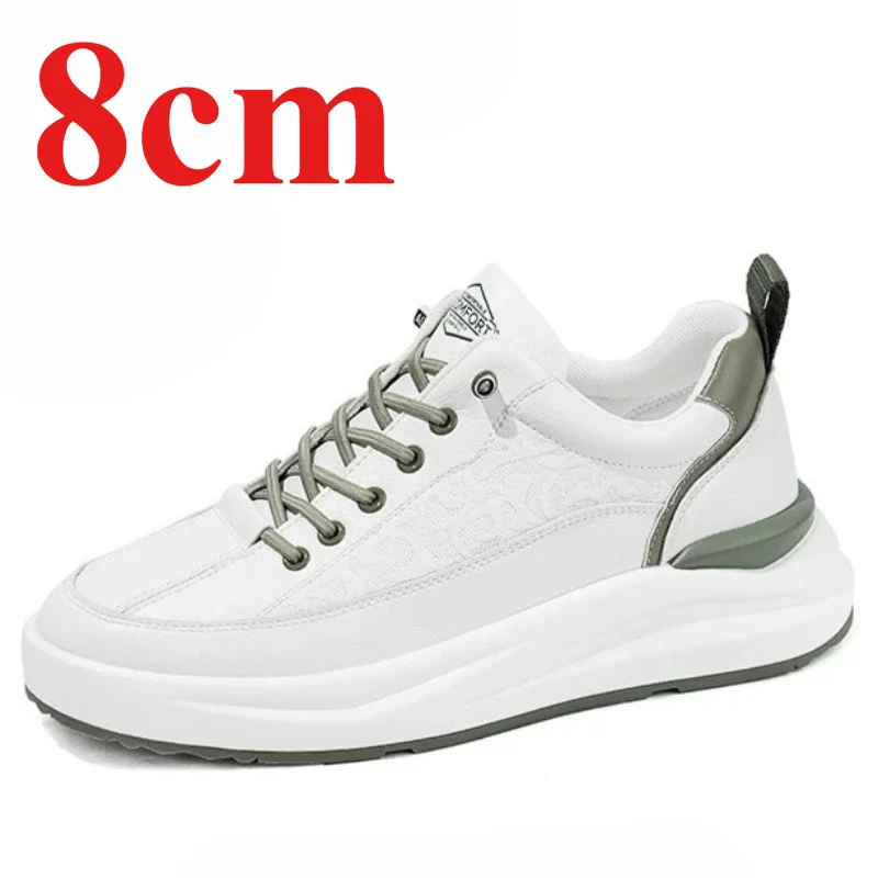 Invisible Height-increasing 8cm White Board Shoes for Men's and Women's Trendy Casual Sneakers Breathable Sports Elevator Shoes
