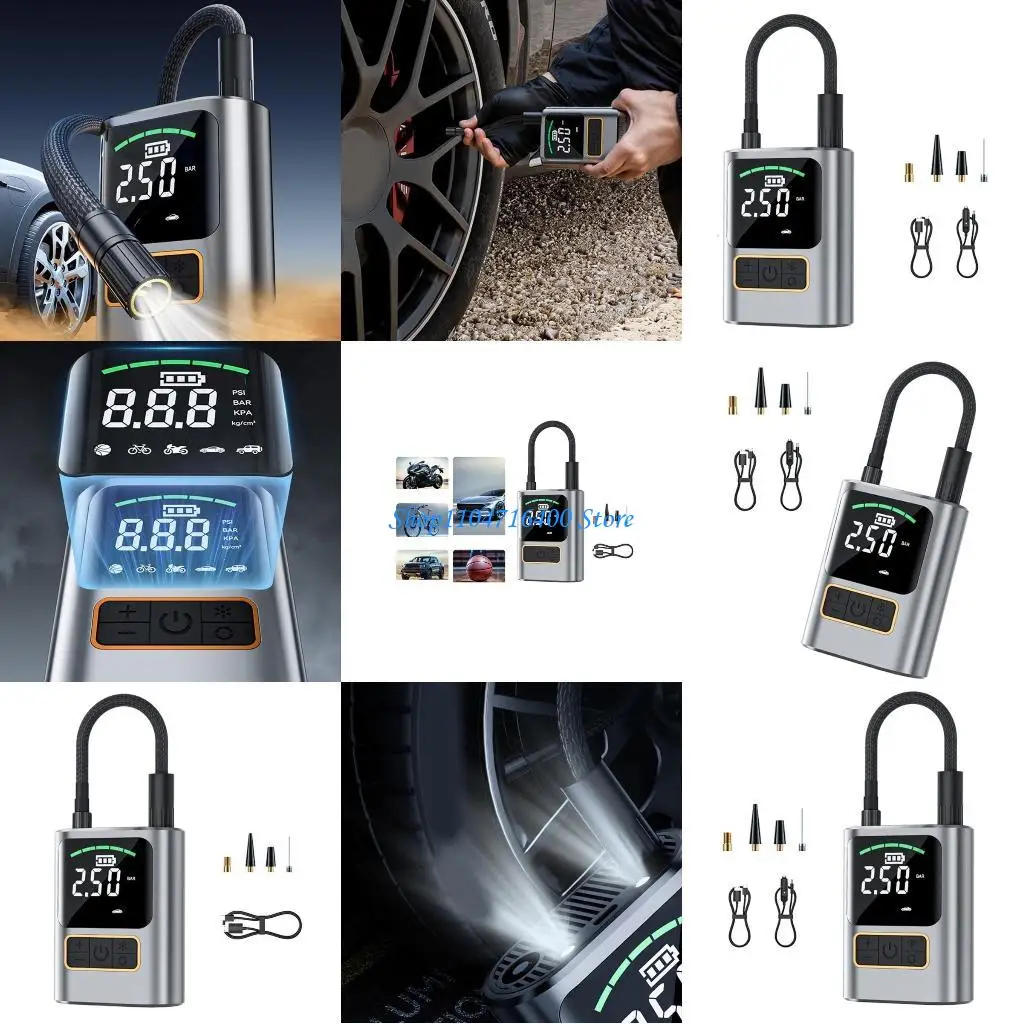 

y1gd Portable Tire Inflator Electric Air Compressor Automatic Shutoff Air Inflator for Car Bikes Motorcycle & Balls Inflation