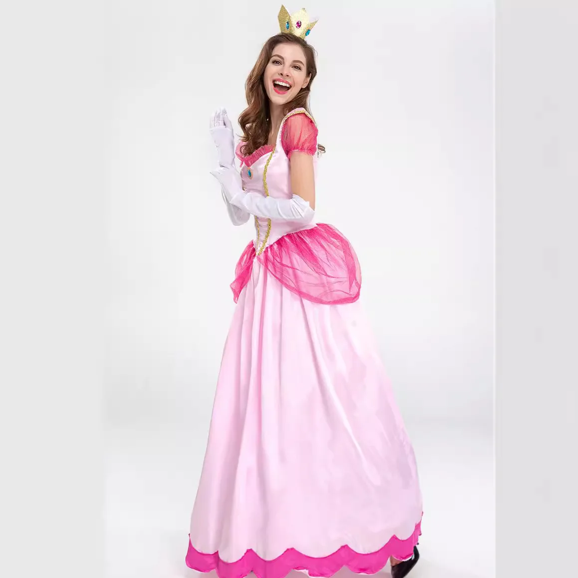 New Princess Dress Palace Party Queen Skirt Pink Peach Blossom Clothes Anime Halloween Costumes for Women