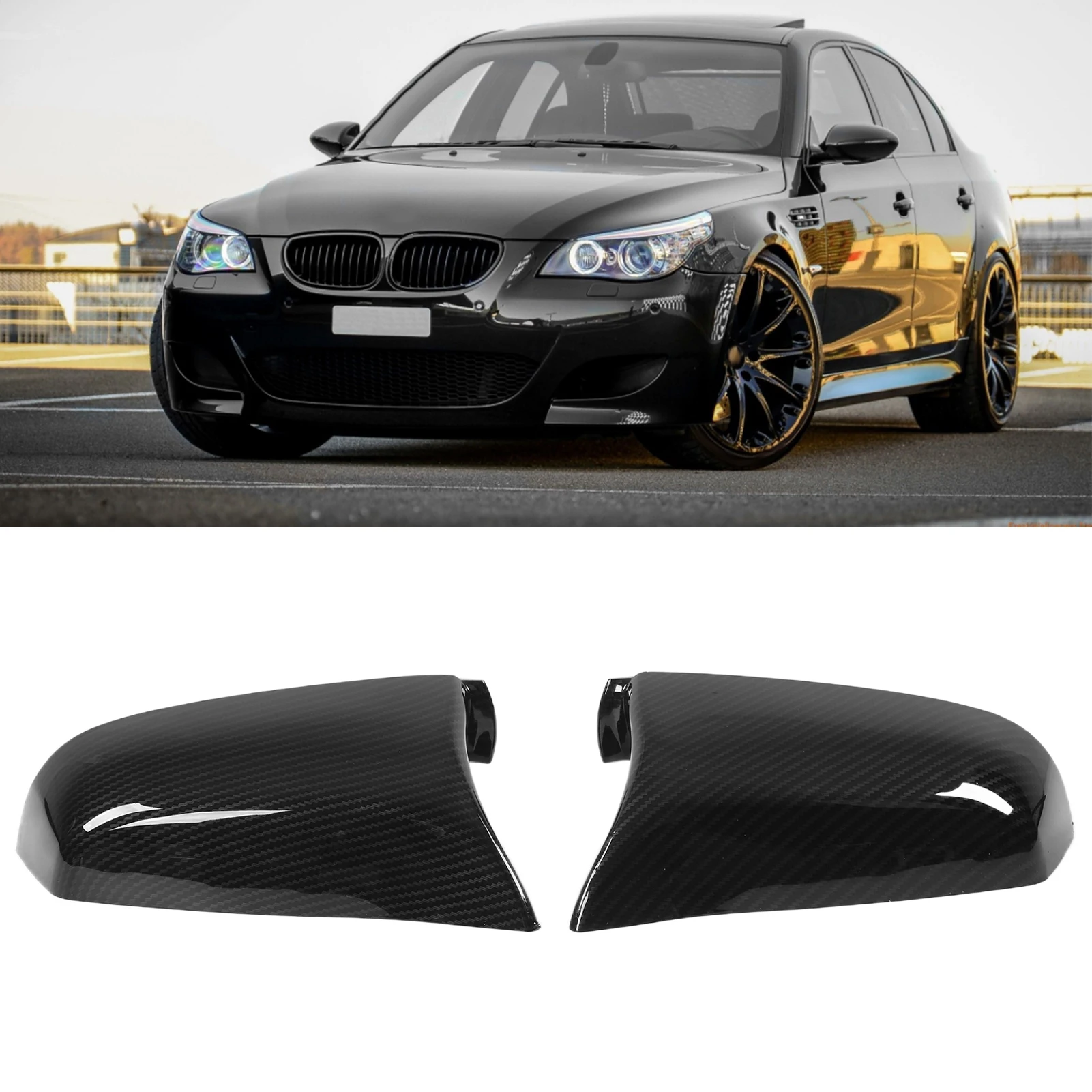 

Left Right Door Mirror Cover Side Mirror Cap Carbon Fiber OE 51167187432 51167187431 For BMW E60 E61 F10 F11 F01 F02 2008-2013
