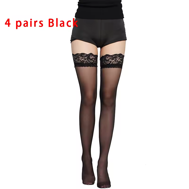 Kave Lace Silicone Anti Slip Thigh Socks Women Black/White Stocking For Women Thigh High Stockings Sexy Long Socks - Image 17