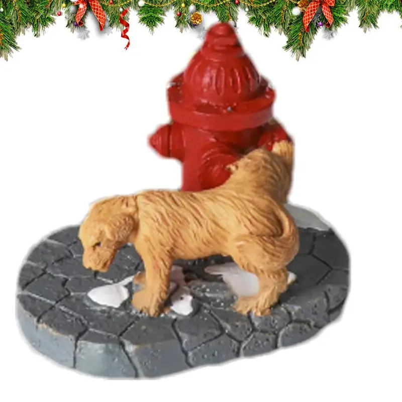 Christmas Tabletop Figurine Statue Little Red Dog Shape Collectible Figurines Holiday Figurine Mailbox Design Hand-Painted