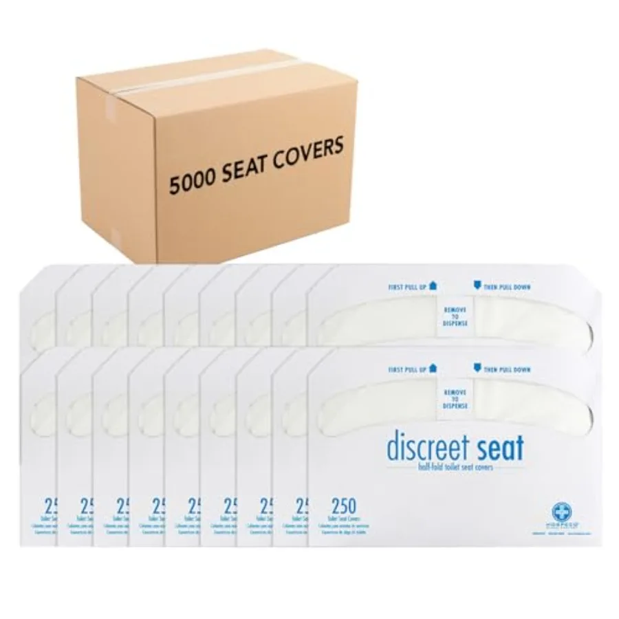 

Discreet Seat Half-Fold Toilet Seat Covers 14.25 X 16.5 Inches White Hygienic Protection for Public Restrooms Home Use 250 Piec