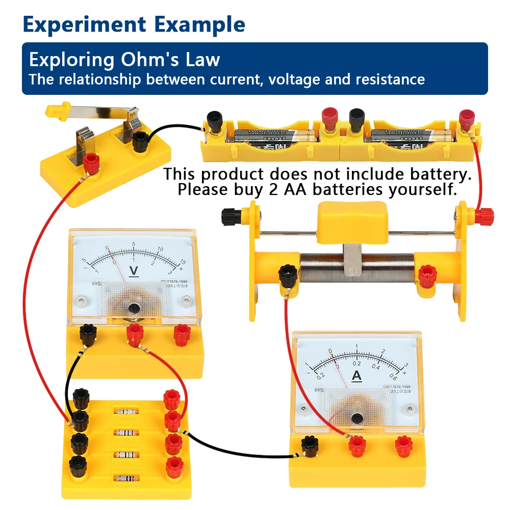 Imagem -05 - Circuit Learning Kit para Física Experimento Elétrico Auxílio de Ensino Circuito Voltímetro Deslizando o Reostato Resistor Science Toy