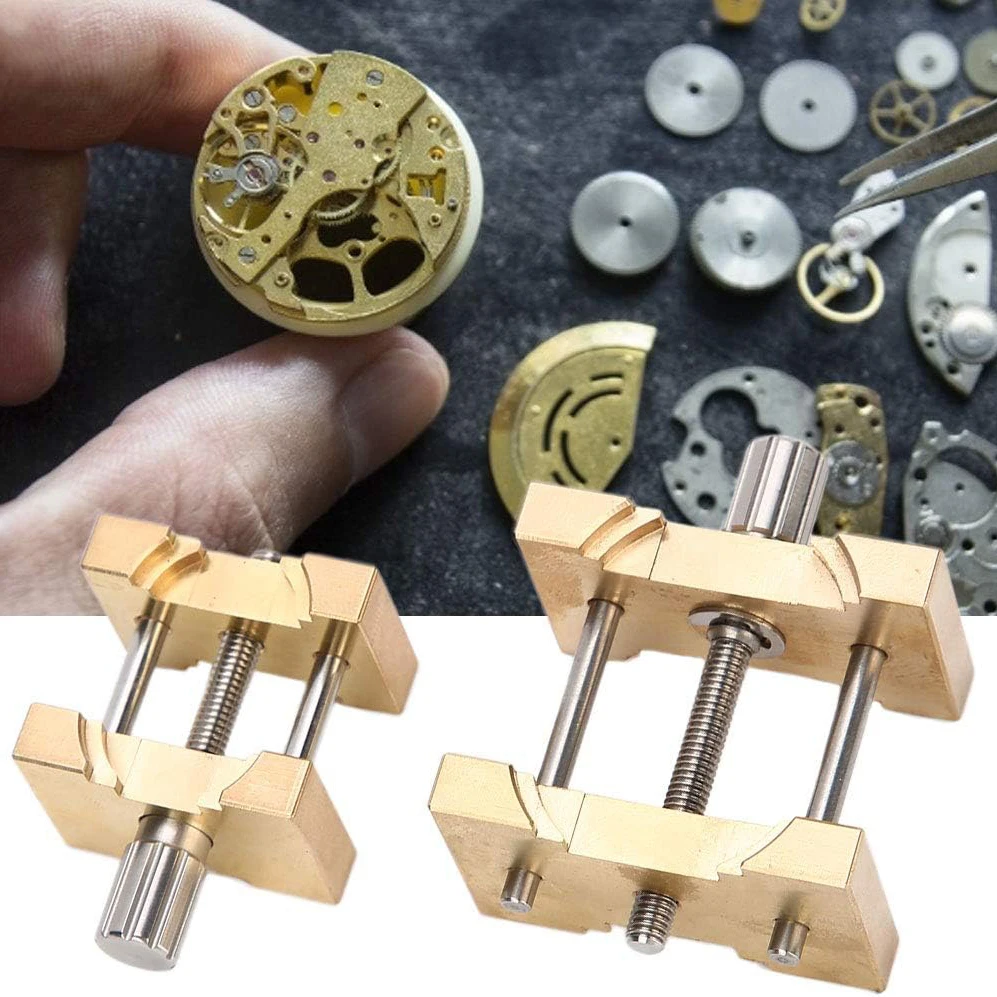 2Pcs Brass Watch Movement Holder Fixed Base Multi Function for Watchmaker Watch Clamp Watches Repair Tools