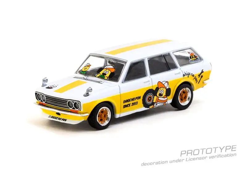 (Pre-Order) Tarmac Works 1:64 Bluebird 510 Wagon OHIGE geen PON Geel Wit Diecast Collector's Vehicle Model Auto