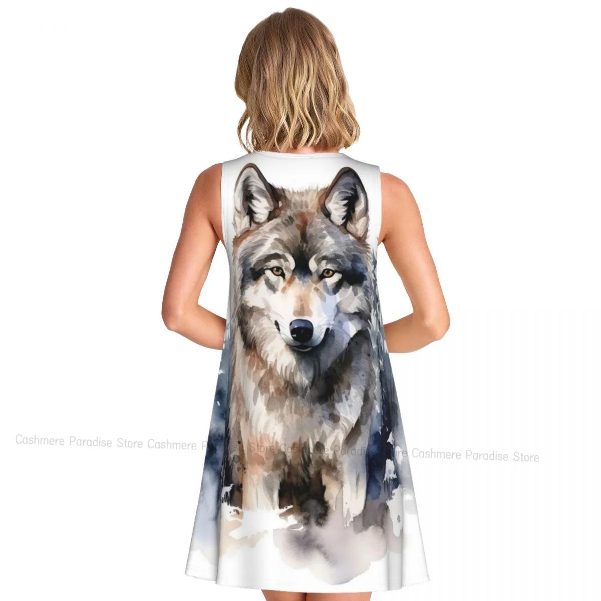 Women Casual Knee Women's Dress Dog O Neck Sleeveless Above Dress
