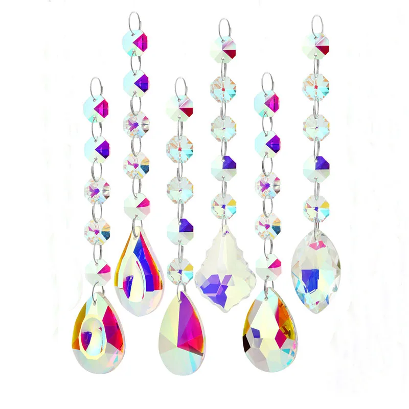 20pcs AB Chandelier Glass Crystals Lamp Prisms Parts Hanging Drops Pendants Home Garden Decoration