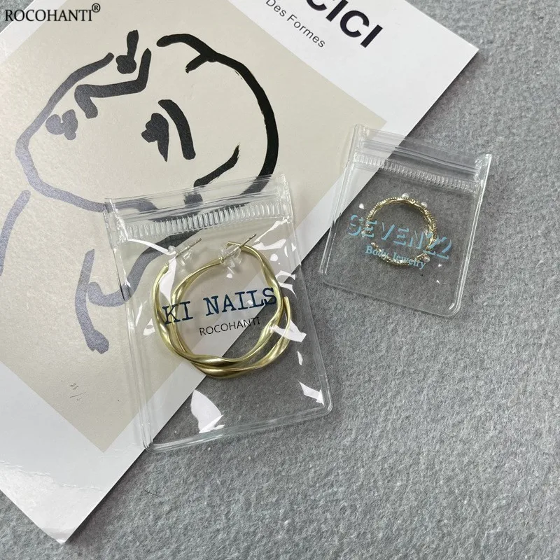 100x Custom LOGO Zip Lock Bags Mini PVC Clear Pouch Small Tansparent Jewellery Bag Plastic Ziplock Jewelry Packaging For Earring