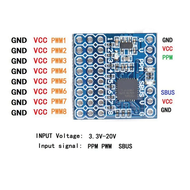 ABZW SPP-SBUS 8CH Converter For PPM PWM SBUS Signal, 15A 3.3-20V For FLYSKY IA6B & FRSKY X8R Receivers For RC Airplanes