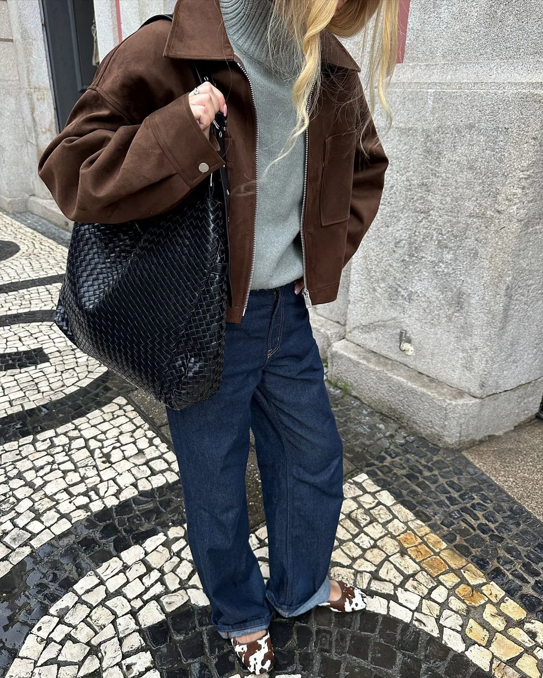 Lady Brown Lapel Collar Faux Suede Cropped Jacket Pocket Drop Shoulder Long Sleeve Loose Retro Shacket Streetwear Outerwear New