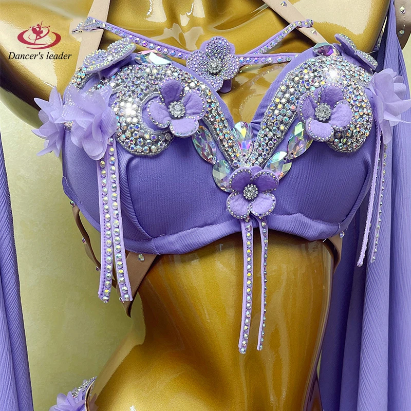 Traje de danza del vientre para mujer, nuevo estilo de traje de práctica de danza oriental para mujer