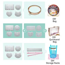 Shaker Clutch Bag Silicone Mold Set Rectangular Bag Making Mold Dynamic Liquid Quicksand Resin Bag Mold for DIY Handbag