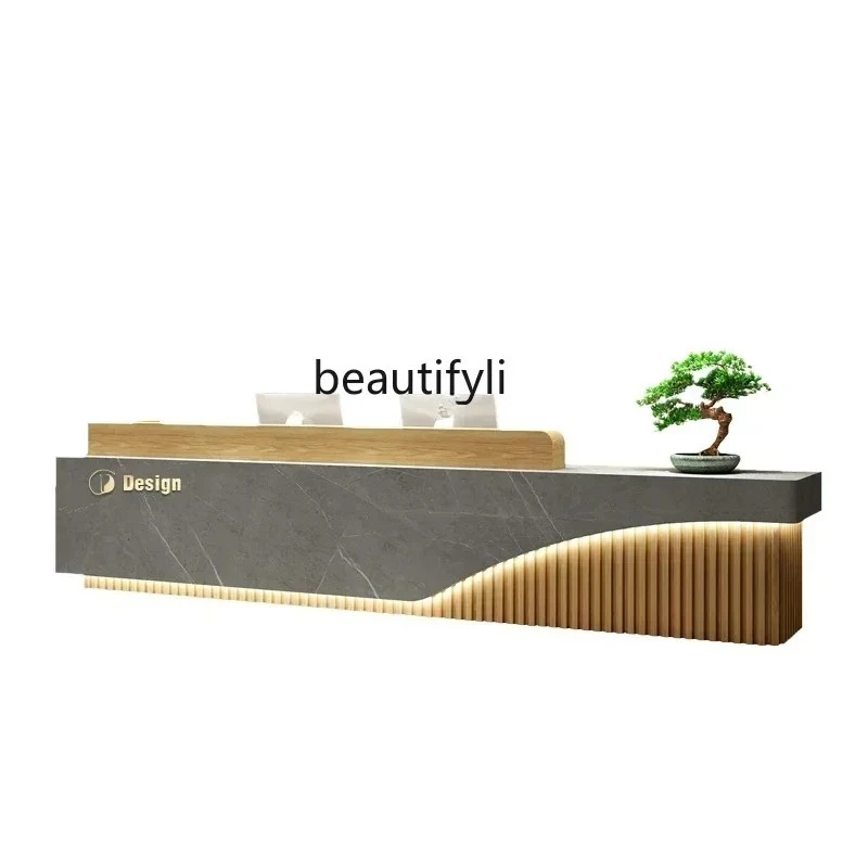 

Chinese Office Reception Table Company Reception Desk Beauty Salon Simple Modern Bar Hotel Cashier Front Desk