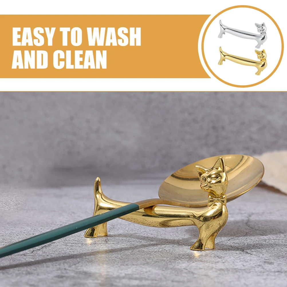 

2Pcs Zinc Alloy Cat Chopstick Rest Stylish Flatware Holder for Spoon Fork Chopstick Kitchen Dining Table Organizer Accessory