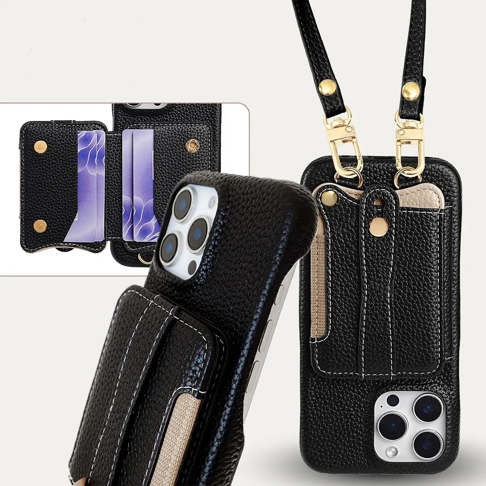 

Back Magnetic Flip Wallet Case Phone Cover for Xiaomi 14 13 12 Pro/11 Ultra with Detachable Wrist Strap
