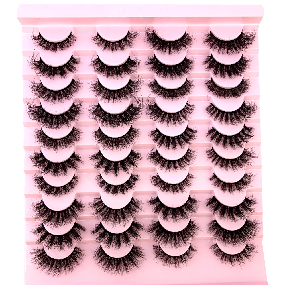 New mixed 20pairs 5D Fluffy Eyelashes D Curl Lashes Thick Cat Eye Lashes Soft Wispy 8D Volume Fake Eyelash Extension Makeup