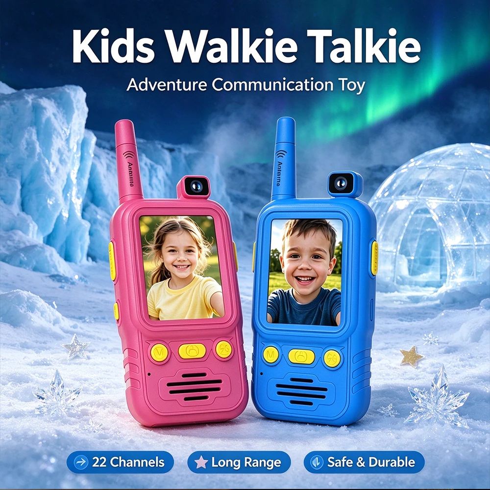 Portable Kids Intercom Walkie Talkie Toy Built-in Voice Changer Camera Design Outdoor Interactive Toy For Boys Girls Gift