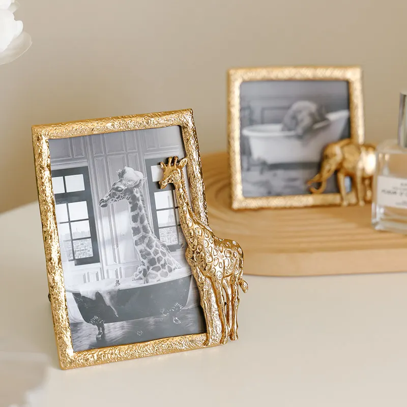 Vintage Metal Photo Frame,Living Room Decor for Baby Growth,Family Elegant Tabletop Display,Luxury Home,ID Photo Picture Frame