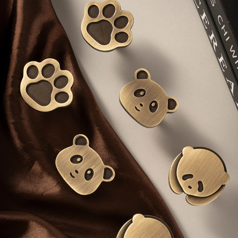 Panda furniture knob in antique brass — product image 2