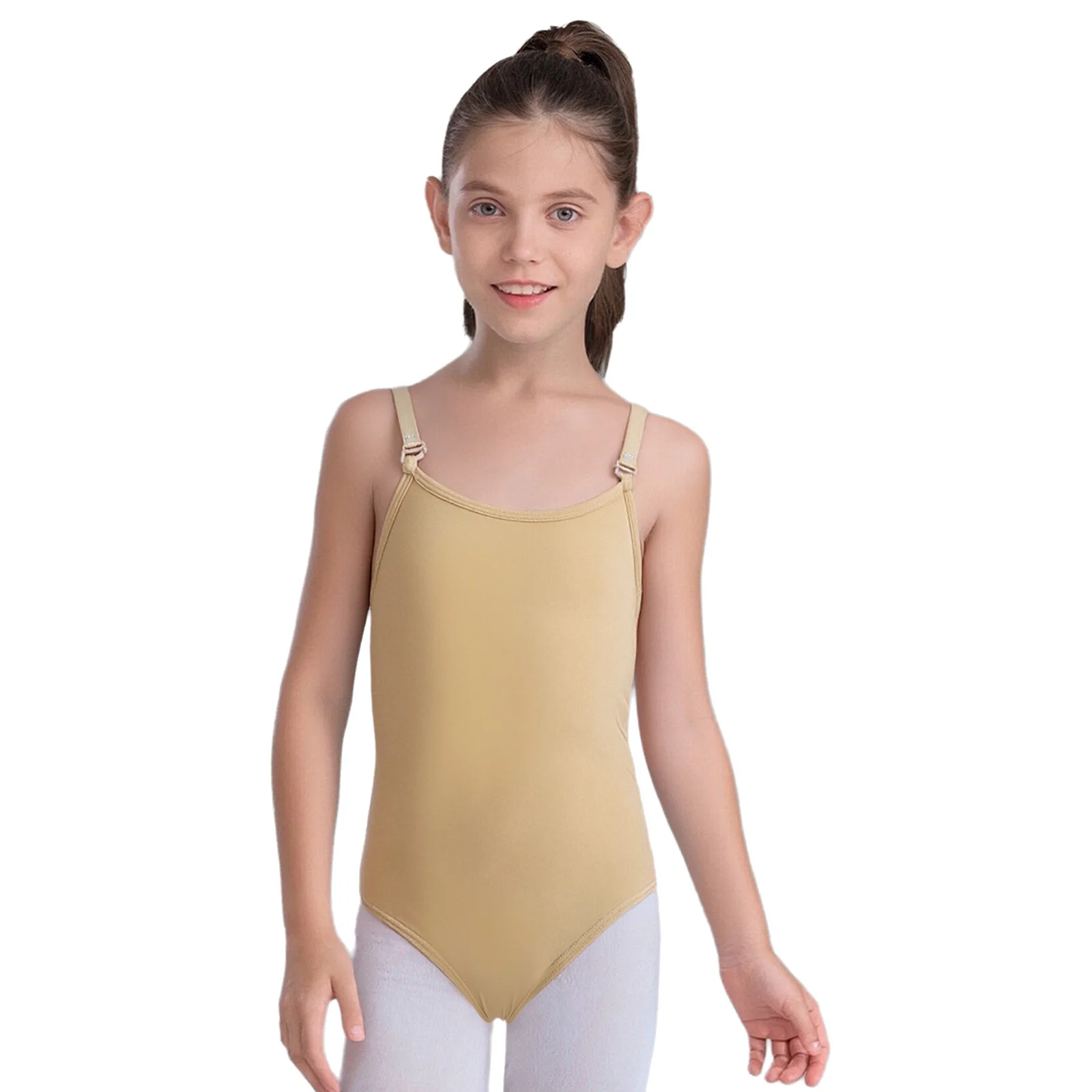 Kids Girls Ballet Warm-up Dance Gymnastics Practice Costume Cross Back Adjustable Straps Ballet Practice Training Undergarment