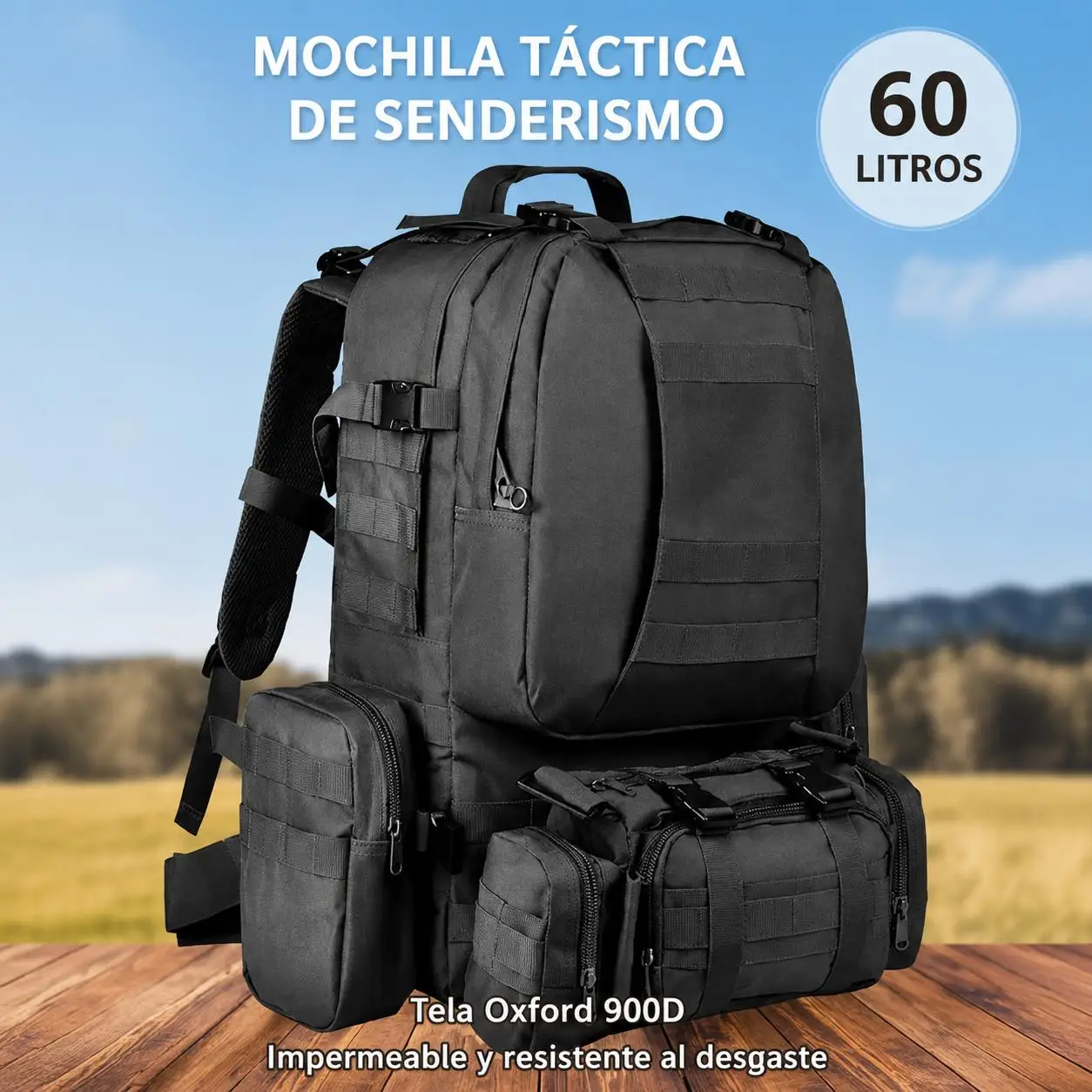 Mochila de Montañismo de 50L/32L, Impermeable, Táctica, Grande, para Senderismo, Camping y Viajes — oferta en AliExpress