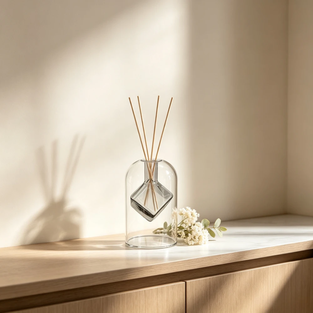 Nordic Style Glass Aromatherapy Bottle Double-layer Reed Diffuser Container Glass Vase Living Room Office Coffee Table Decor