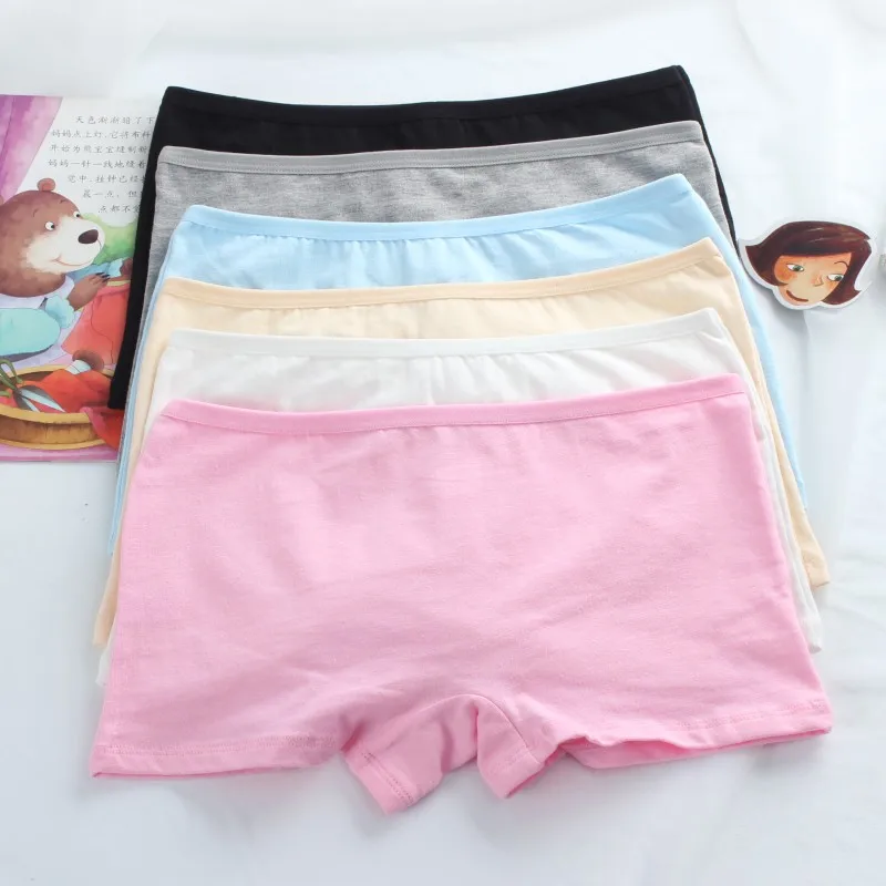 

Girls Underwears Mid-Waist Student Young Girls Panties Solid Color Teenage Boxershorts Briefs Children Underpants Teens