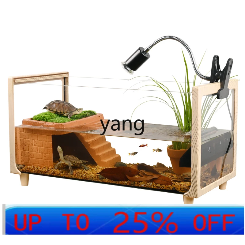 

Lcx tortoise ecological landscaping glass feeding tank with sun terrace villa special tank for raising tortoises at home