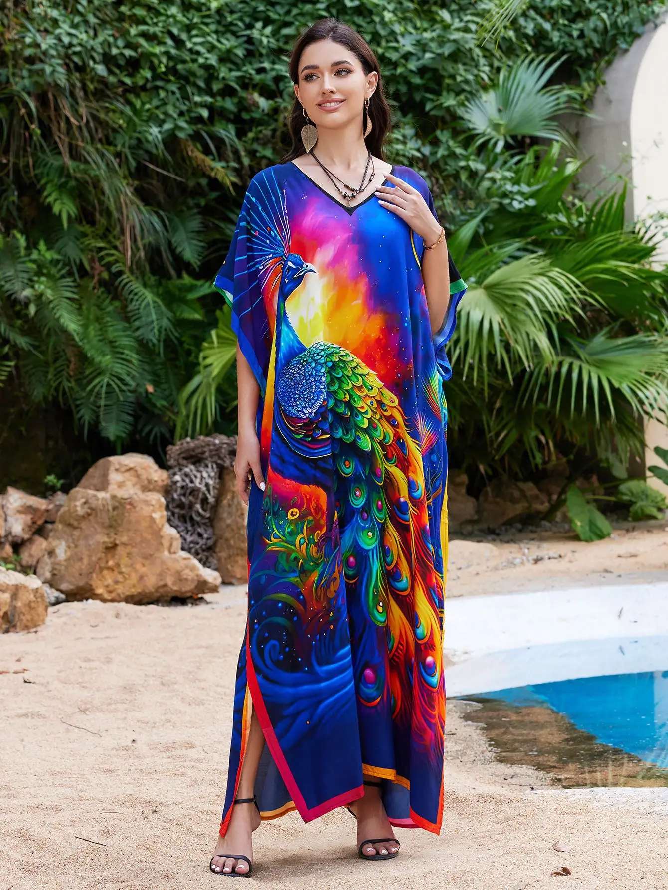 Abiti caftano da donna Costume da bagno taglie forti Caftani Costume da bagno Cover up Maxi abito da spiaggia Abbigliamento da casa