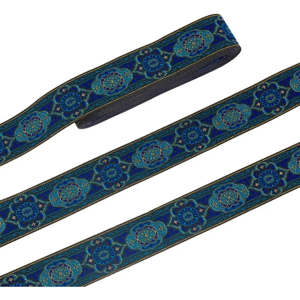 1,3 Zoll Vintage-Jacquardband, 7 Yards, besticktes gewebtes Band, Boho-Stoff, Nähen, gewebtes Band, persischer Blumenbesatz, Fransen