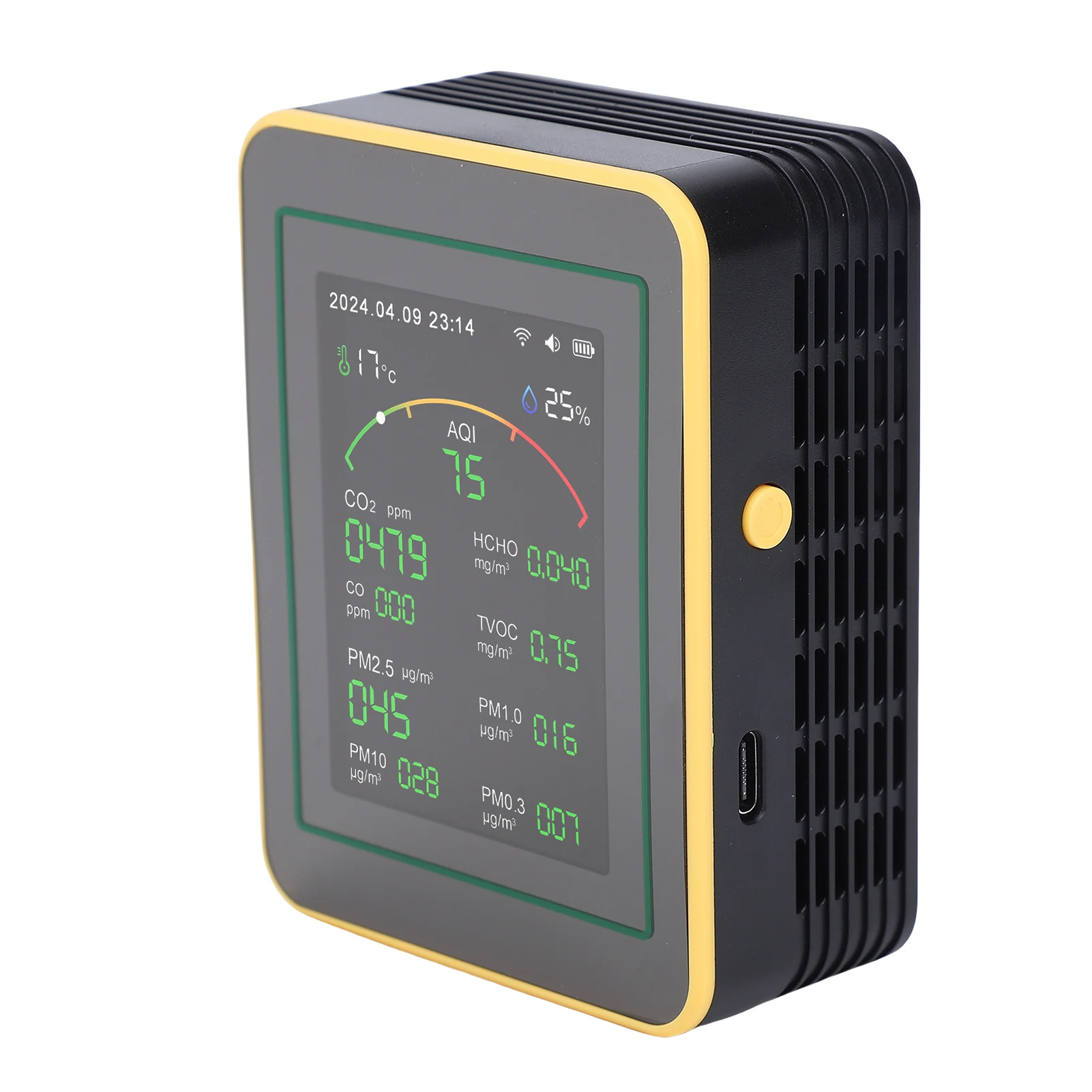 

Air Quality Monitor 15-in-1 WiFi Air Detector with Color LCD Screen Fit for Tuya Smart Detects PM0.3 PM1.0 PM2.5 PM10 CO CO2