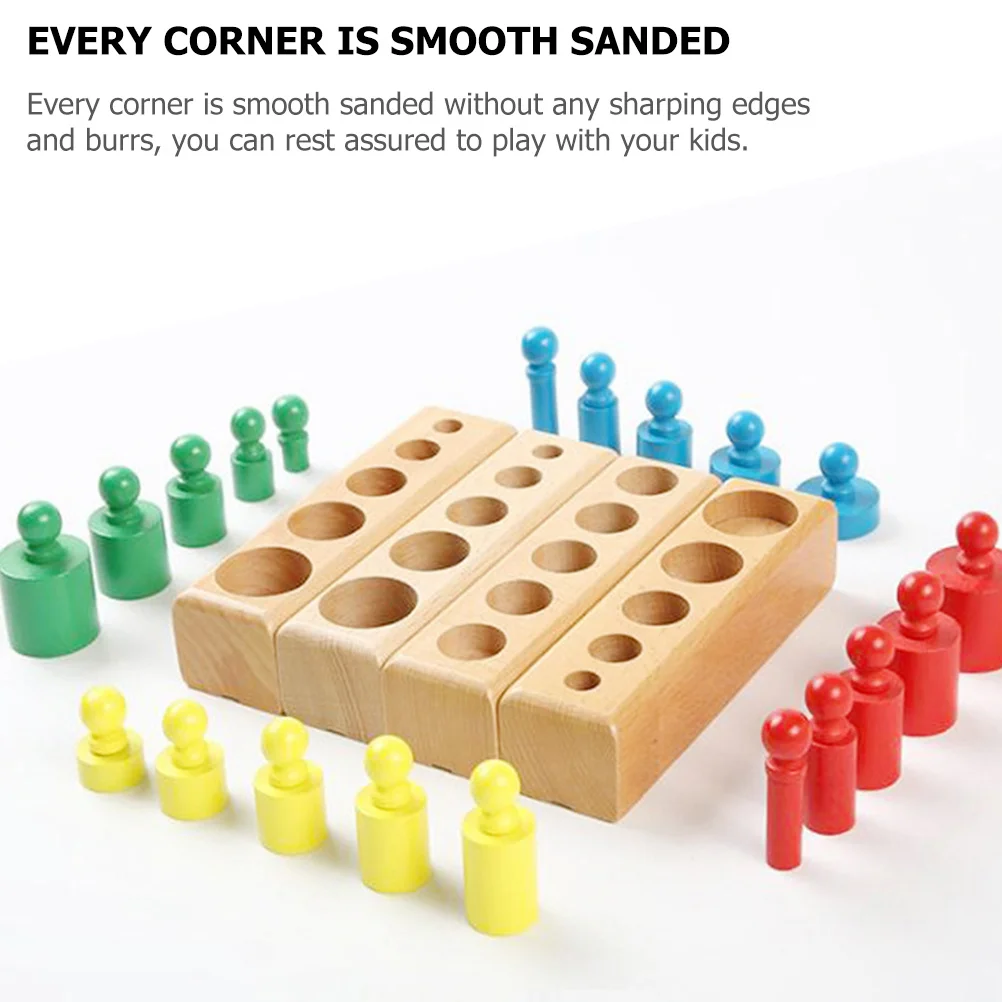 1 conjunto 1 conjunto de madeira educacional colorida montessori para crianças problema resolução habilidade desenvolvimento botão cilindro soquete de madeira