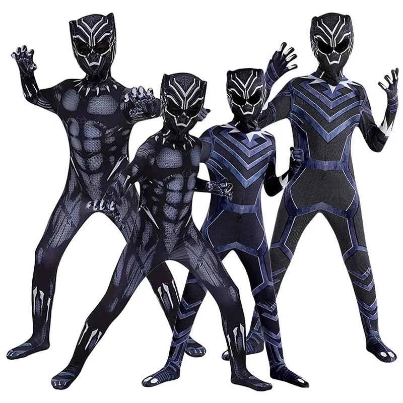 Anime Black Panther Cosplay Kostüm Superheld T'Challa Cosplay Overalls Kinder Männer Jungen Panther Halloween Bodys Dress Up