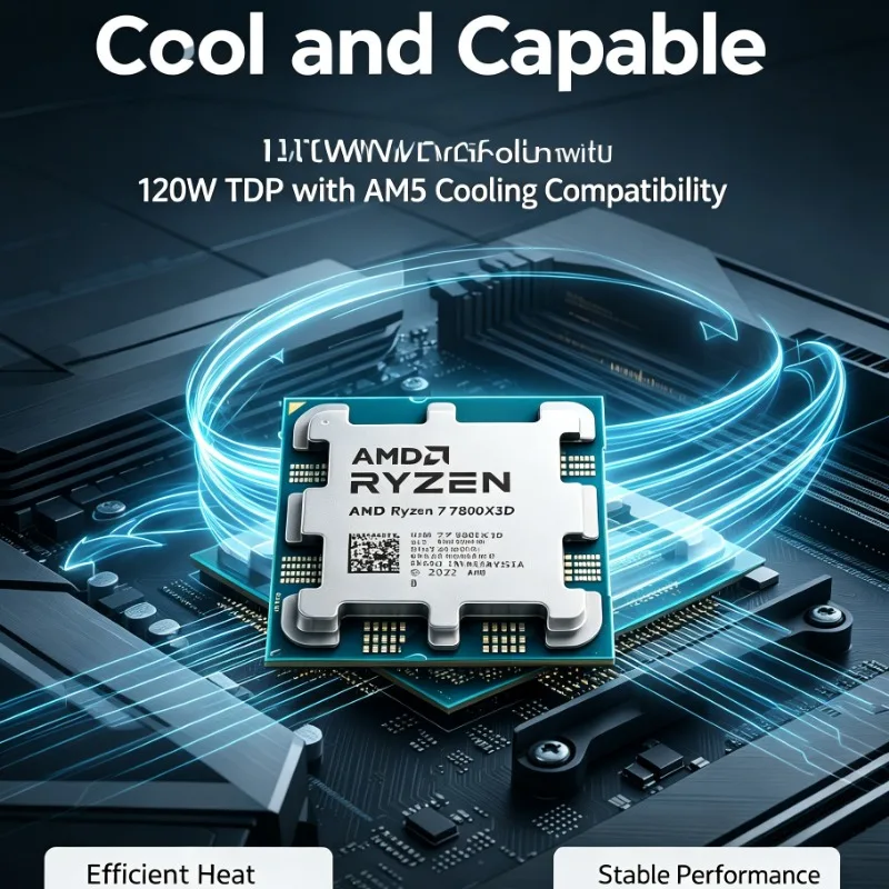 AMD Ryzen 7 7800X3D Socket AM5 Processor Support B650 X670 Mainboard 8 Core 16 Thread 5NM 4.2GHz 96M L3 Cache 120W DDR5