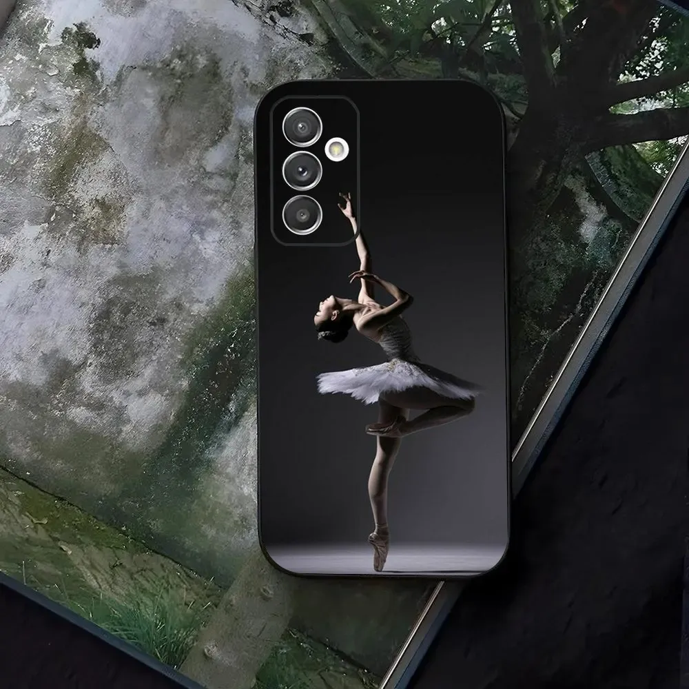 Ballerina Ballet Dancing Phone Case For Samsung Galaxy A13,A21s,A22,A31,A32,A52,A53,A71,A80,A91 Black Cover