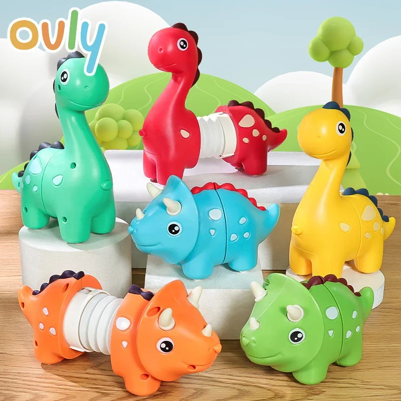 

Ovly Children's Pop Out Pop Tube Dinosaur Sliding Toy Collision Transformation Car 1-3 Years Old Toddlers Learn To Climb Toys