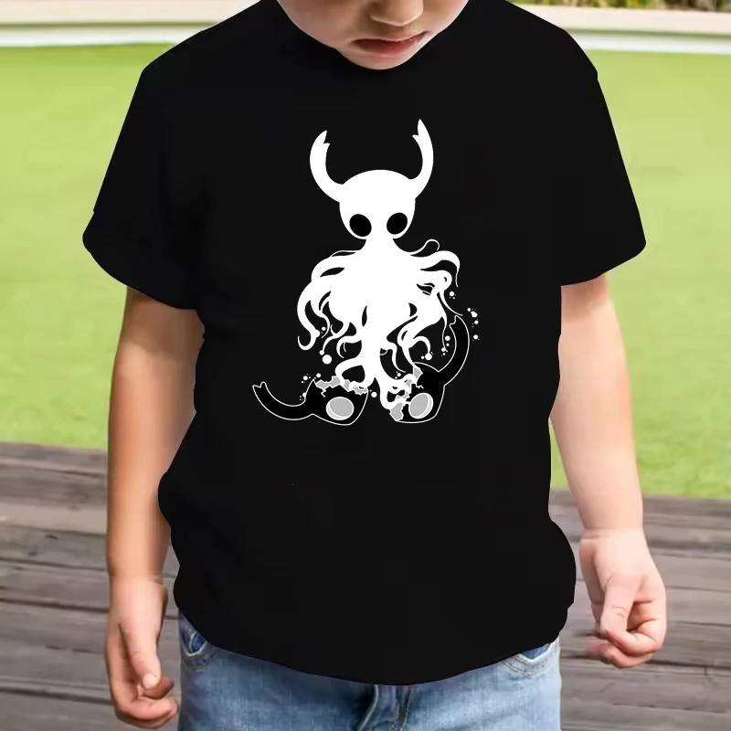 Anime Hollow Knight Kids T-Shirt Funny Cartoon Print Short Sleeve Casual Cotton Tee Boys Girls Summer Fashion Tops Birthday Gift